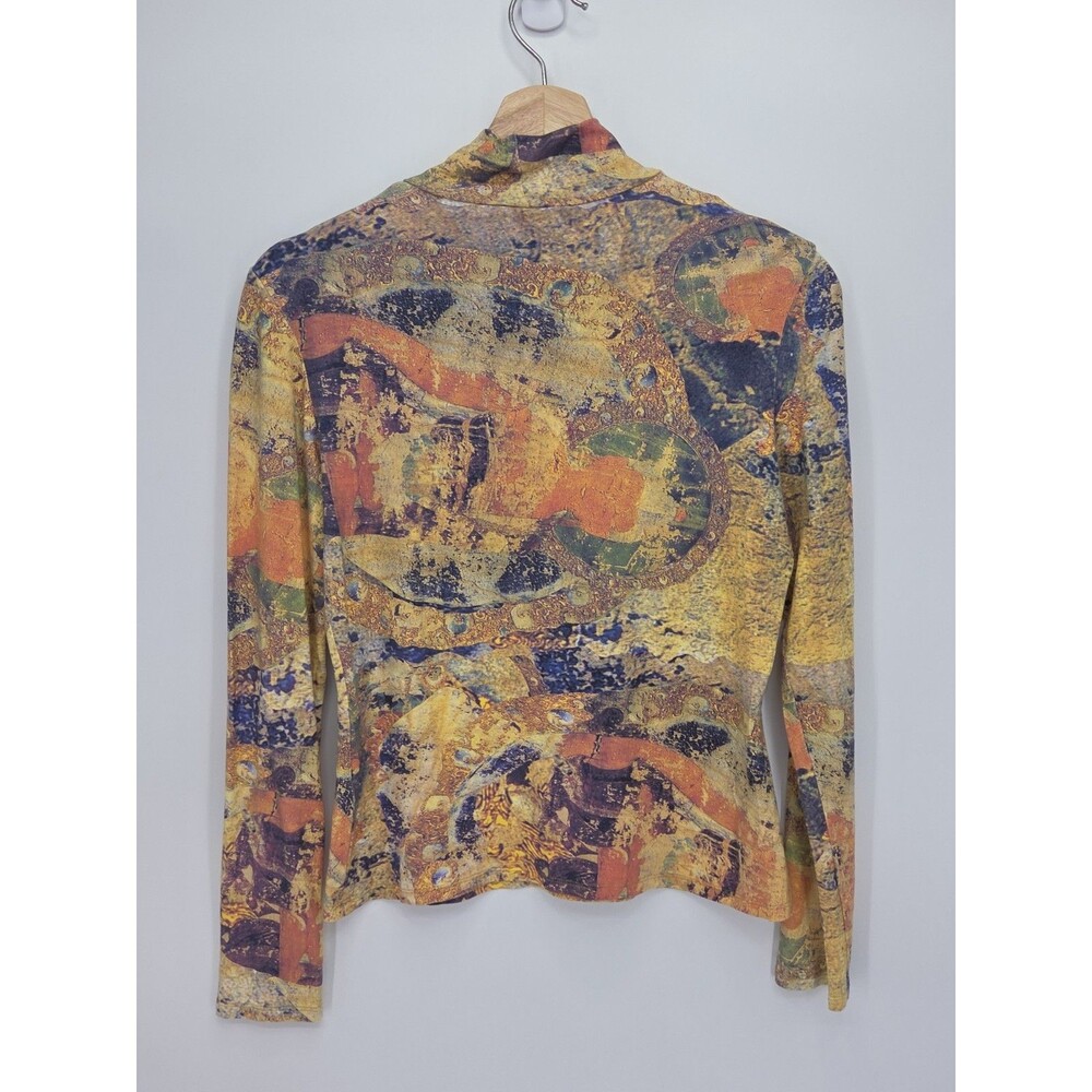 Vintage Y2K Vivienne Tam Buddha Print Mockneck Shirt Long Sleeves IT 44 US M/L - Picture 2 of 3